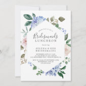 Elegant Blue Hydrangea Bridesmaids Luncheon Invitation (Front)