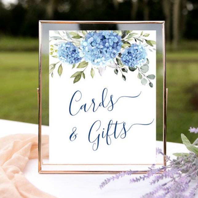Elegant Blue Hydrangea Cards and Gifts Wedding Poster (Creator Uploaded)