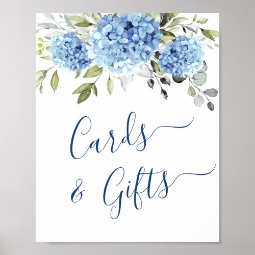 Elegant Blue Hydrangea Cards and Gifts Wedding Poster