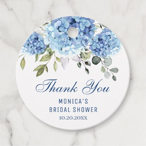 Elegant Blue Hydrangea Eucalyptus Bridal Shower Favor Tags