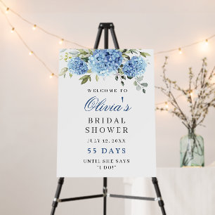 Elegant Blue Hydrangea Eucalyptus Bridal Shower Foam Board