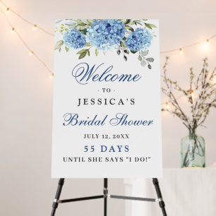 Elegant Blue Hydrangea Eucalyptus Bridal Shower Foam Board