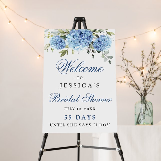 Elegant Blue Hydrangea Eucalyptus Bridal Shower Foam Board (In Situ (Stand))
