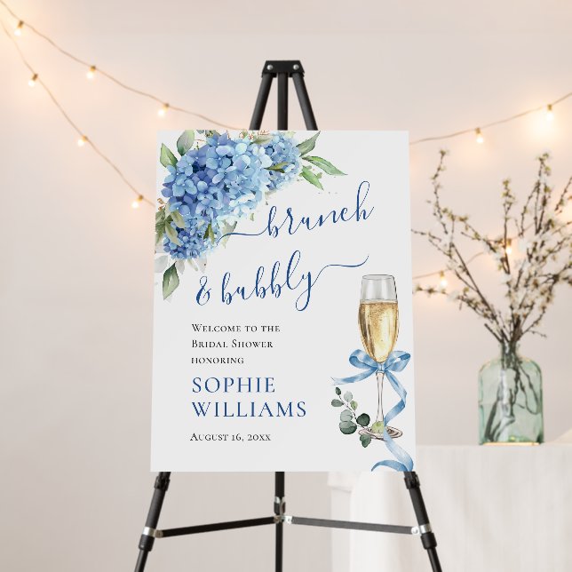 Elegant Blue Hydrangea Eucalyptus Bridal Shower Foam Board (In Situ (Stand))
