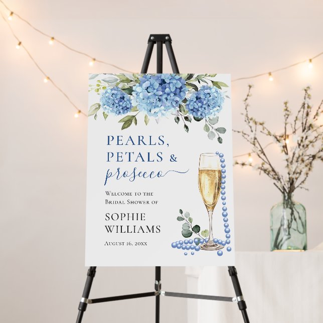 Elegant Blue Hydrangea Eucalyptus Bridal Shower Foam Board (In Situ (Stand))