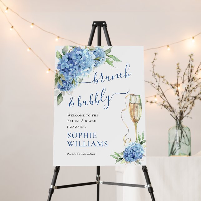 Elegant Blue Hydrangea Eucalyptus Bridal Shower Foam Board (In Situ (Stand))