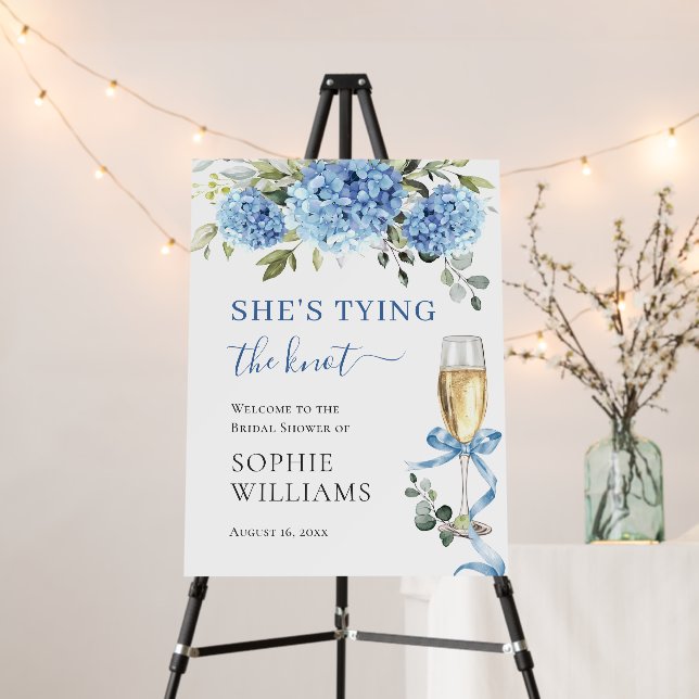 Elegant Blue Hydrangea Eucalyptus Bridal Shower Foam Board (In Situ (Stand))