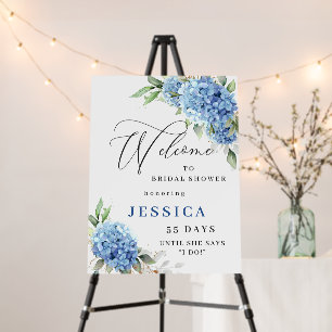 Elegant Blue Hydrangea Eucalyptus Bridal Shower Foam Board