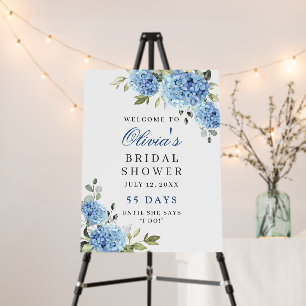 Elegant Blue Hydrangea Eucalyptus Bridal Shower Foam Board