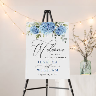 Elegant Blue Hydrangea Eucalyptus Couple Shower Foam Board
