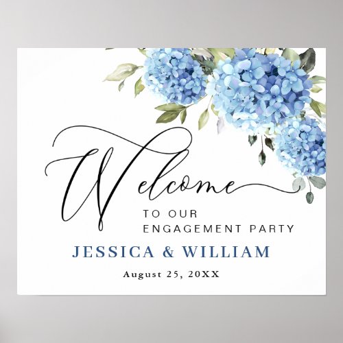 Elegant Blue Hydrangea Eucalyptus ENGAGEMENT PARTY Poster