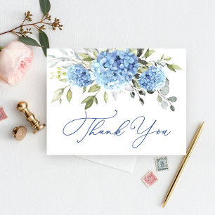 Elegant Blue Hydrangea Eucalyptus Flower Thank You Postcard