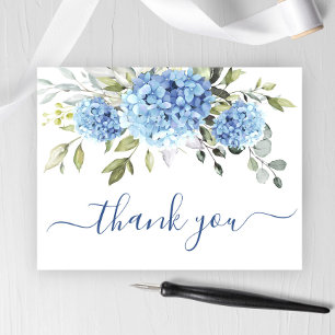 Elegant Blue Hydrangea Eucalyptus Flower Thank You Postcard