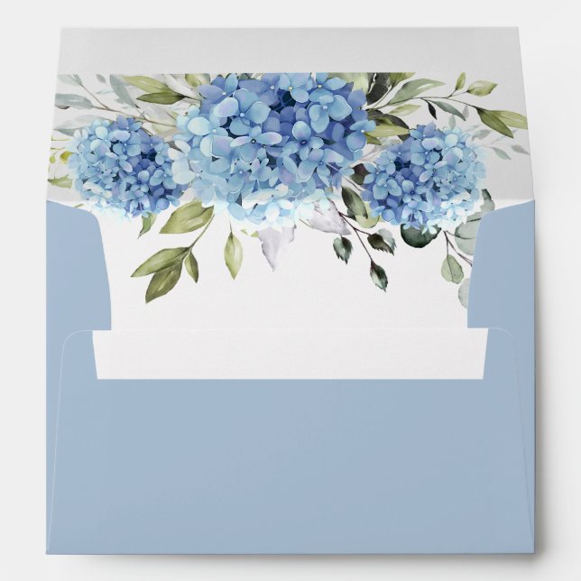 Elegant Blue Hydrangea Eucalyptus for 5x7 card Envelope (Back (Bottom))
