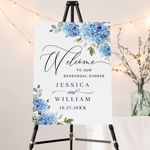 Elegant Blue Hydrangea Eucalyptus REHEARSAL DINNER Foam Board