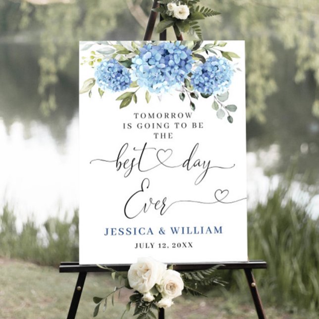 Elegant Blue Hydrangea Eucalyptus REHEARSAL DINNER Foam Board (Creator Uploaded)