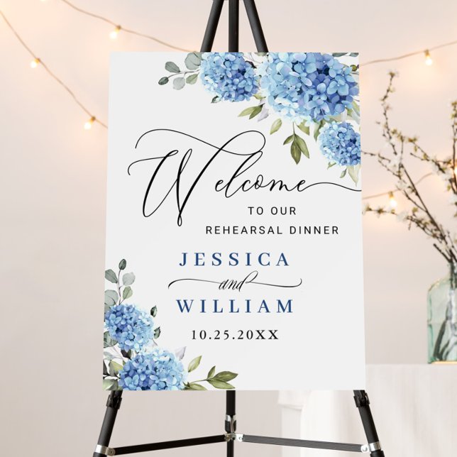 Elegant Blue Hydrangea Eucalyptus REHEARSAL DINNER Foam Board (Creator Uploaded)