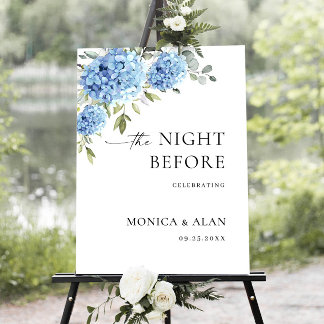 Elegant Blue Hydrangea Eucalyptus REHEARSAL DINNER Foam Board