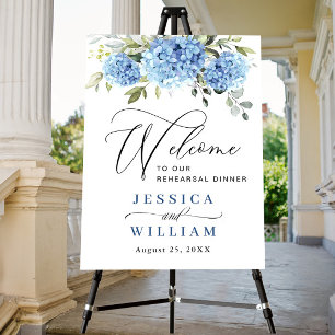 Elegant Blue Hydrangea Eucalyptus REHEARSAL DINNER Foam Board