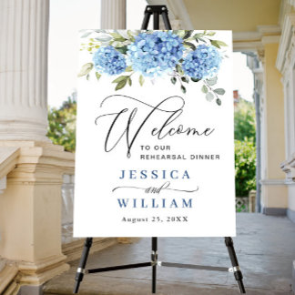 Elegant Blue Hydrangea Eucalyptus REHEARSAL DINNER Foam Board