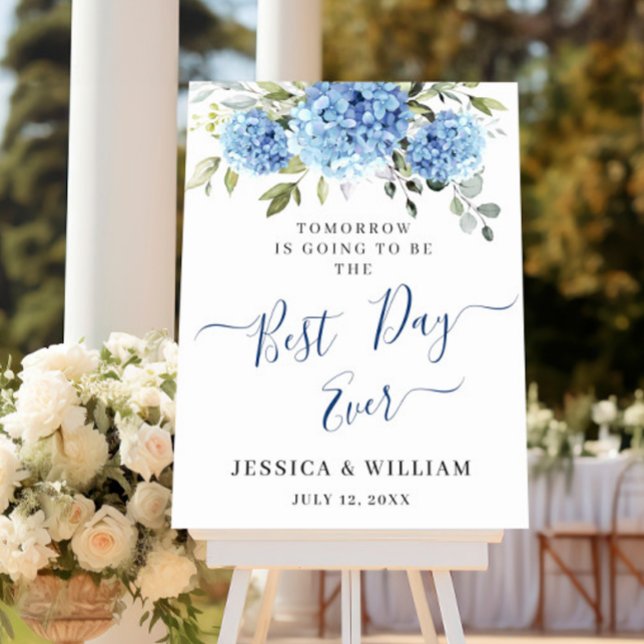Elegant Blue Hydrangea Eucalyptus REHEARSAL DINNER Poster (Creator Uploaded)