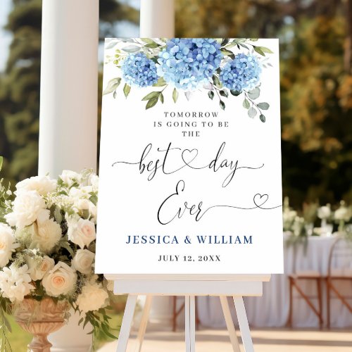 Elegant Blue Hydrangea Eucalyptus REHEARSAL DINNER Poster