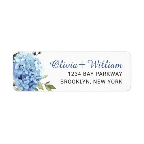 Elegant Blue Hydrangea Eucalyptus Return Address Label