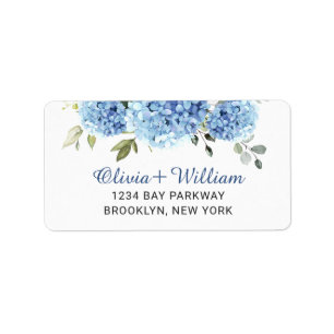 Elegant Blue Hydrangea Eucalyptus Return Address Label