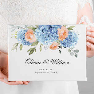 Elegant Blue Hydrangea Eucalyptus Wedding Guest Book