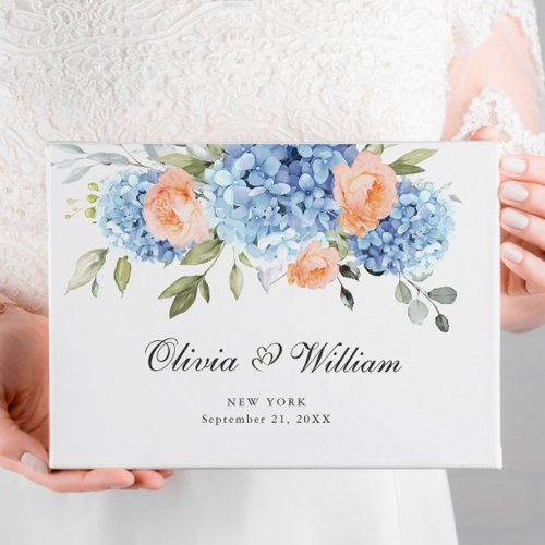 Elegant Blue Hydrangea Eucalyptus Wedding Guest Book