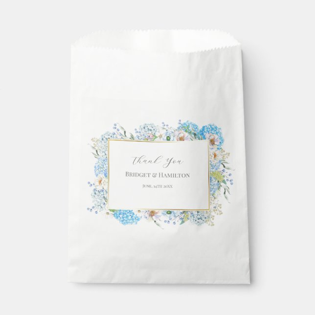 Elegant Blue Hydrangea Favor Bag (Front)