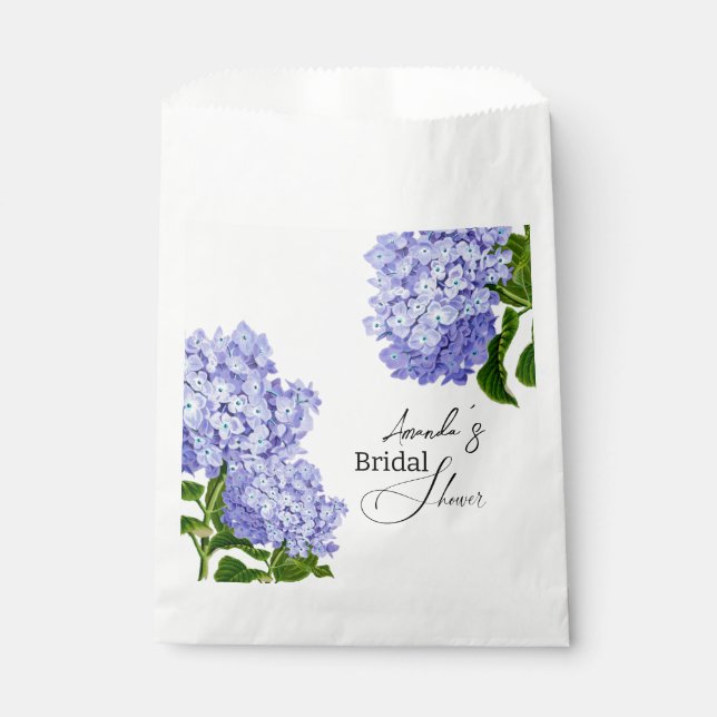 Elegant Blue Hydrangea Floral Bridal Shower Favor Bag (Front)