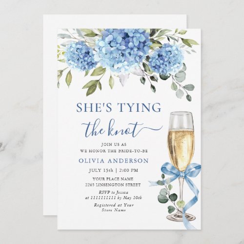 Elegant Blue Hydrangea Floral Bridal Shower Invitation