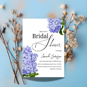 Elegant Blue Hydrangea Floral Bridal Shower Invitation