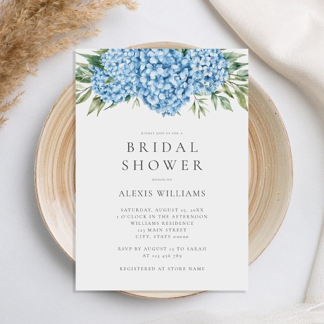 Elegant Blue Hydrangea Floral Bridal Shower Invitation (Creator Uploaded)