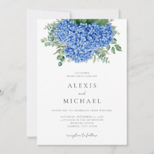 Elegant Blue Hydrangea Floral Invitation