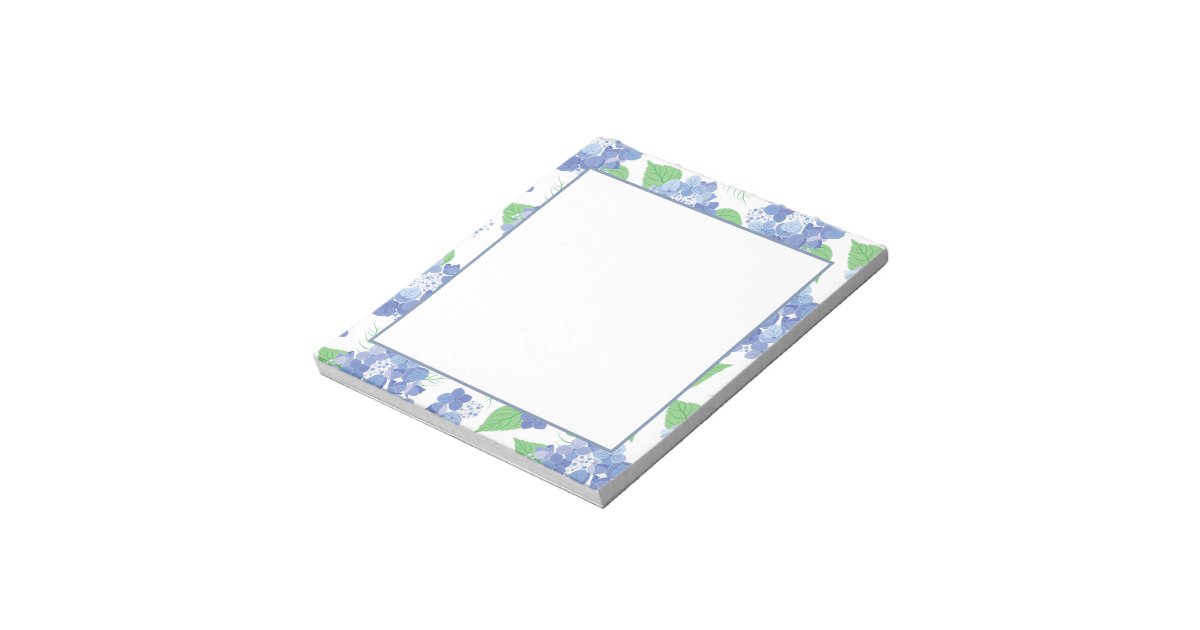 Elegant Blue Hydrangea Floral Notepad | Zazzle