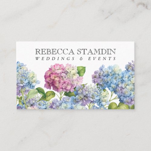 Elegant Blue Hydrangea Floral Professional Business Card