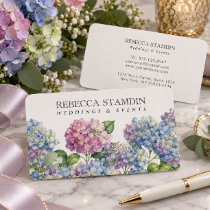 Elegant Blue Hydrangea Floral Professional Business Card