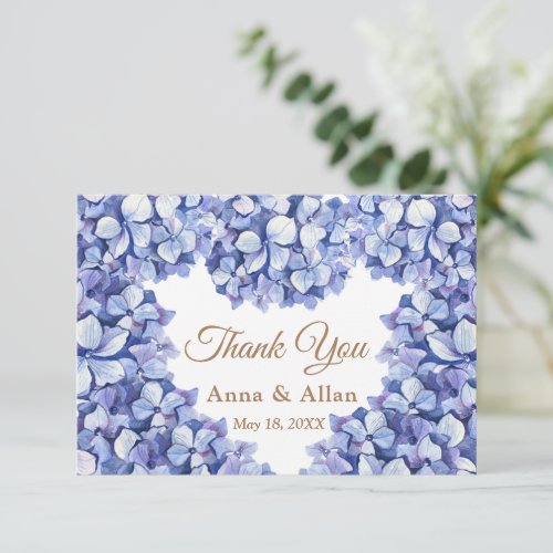 Elegant Blue Hydrangea Floral   Thank You Card