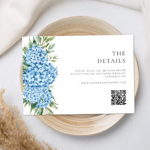 Elegant Blue Hydrangea Floral Wedding Enclosure Card