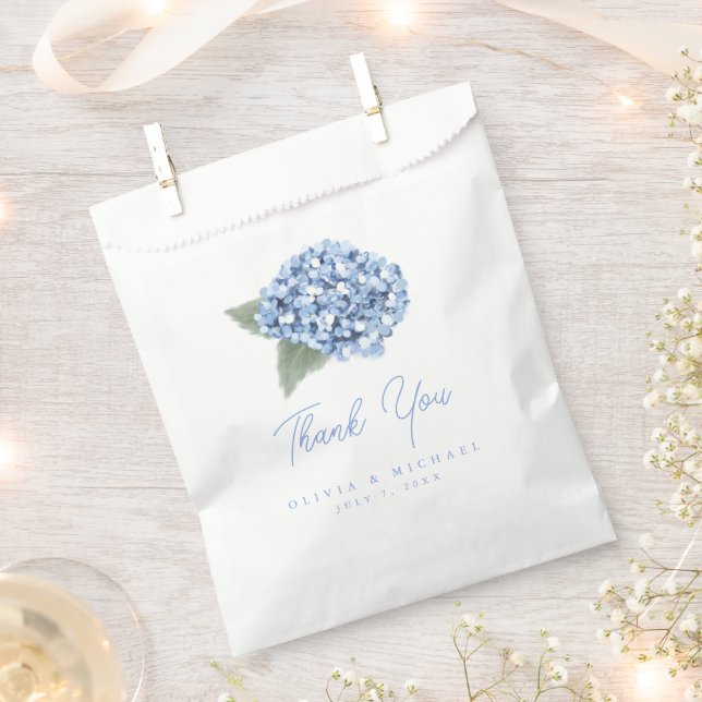 Elegant Blue Hydrangea Floral Wedding  Favor Bag (Clipped)