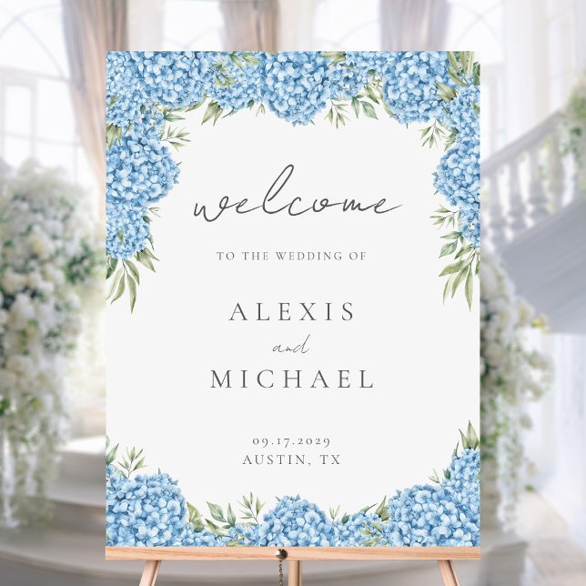 Elegant Blue Hydrangea Floral Wedding Foam Board (Creator Uploaded)
