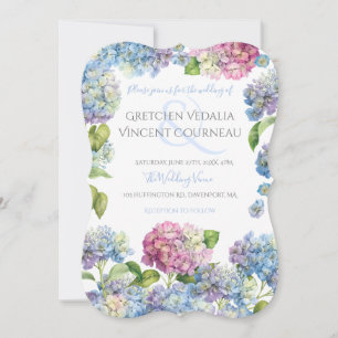 Elegant Blue Hydrangea Floral Wedding Invitation