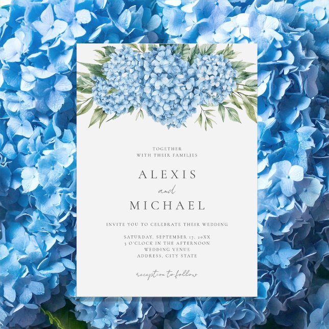 Elegant Blue Hydrangea Floral Wedding Invitation (Creator Uploaded)