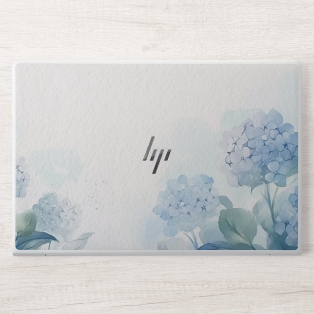 Elegant Blue Hydrangea Flower Background HP Laptop Skin (Front)
