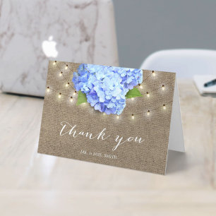 Elegant Blue Hydrangea Flower Summer Wedding Letterpress Thank You Card