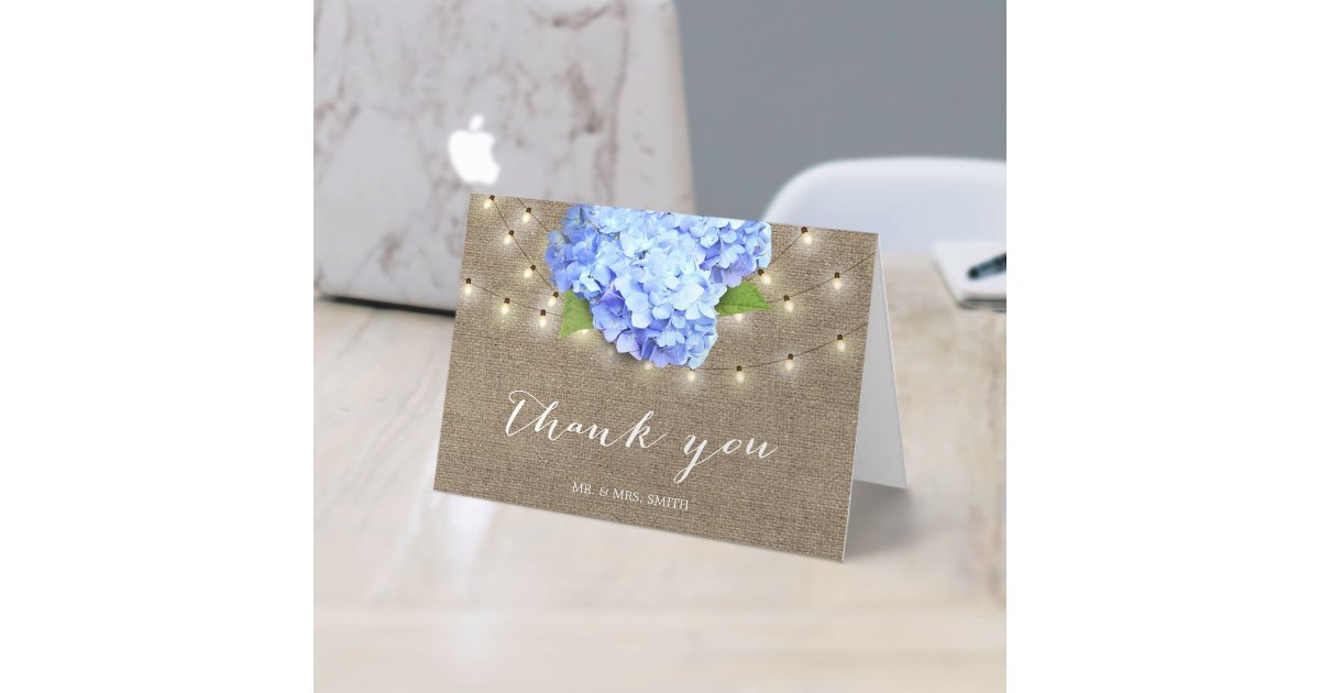 Elegant Blue Hydrangea Flower Summer Wedding Thank You Card | Zazzle