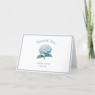 Elegant Blue Hydrangea Flower Wedding Thank You Card