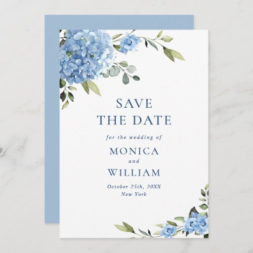 Elegant Blue Hydrangea Flowers Spring Wedding Save The Date